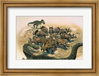 A Herd of Triceratops Defend their Territory Fine Art Print