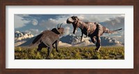 T- Rex and Triceratops meet for a Battle 4 Fine Art Print