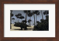 Triceratops Roaming in a Riverbed Fine Art Print