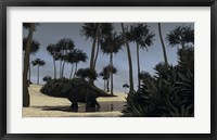 Triceratops Roaming in a Riverbed Fine Art Print