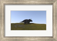 Triceratops Walking across a Grassy Field 4 Fine Art Print