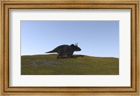 Triceratops Walking across a Grassy Field 4 Fine Art Print
