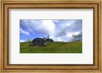 Triceratops Walking across Prehistoric Grasslands Fine Art Print