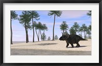 Triceratops Walking along the Shoreline 3 Fine Art Print