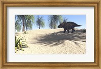 Triceratops Walking in a Tropical Environment 1 Fine Art Print