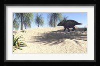 Triceratops Walking in a Tropical Environment 1 Framed Print