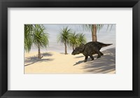 Triceratops Walking in a Tropical Environment 2 Fine Art Print