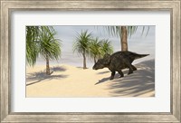 Triceratops Walking in a Tropical Environment 2 Fine Art Print