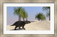 Triceratops Walking in a Tropical Environment 3 Fine Art Print