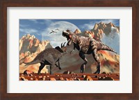 T- Rex and Triceratops meet for a Battle 2 Fine Art Print