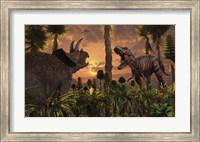 T- Rex and Triceratops meet for a Battle 1 Fine Art Print