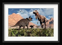 Prehistoric battle between a Triceratops and Tyrannosaurus Rex Fine Art Print