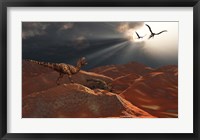 T Rex and Quetzalcoatlus Discover the Carcass of a Triceratops Fine Art Print