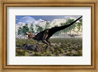 Tyrannosaurus Rex Guards its meal of a Juvenile Triceratops Fine Art Print