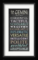 Gemini Character Traits Chalkboard Framed Print