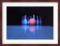 Bowling ball with bowling pins Fine Art Print