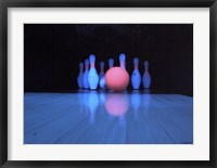 Bowling ball with bowling pins Fine Art Print