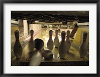 Bowling Ball Hitting Bowling Pins Fine Art Print