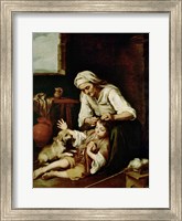 Old Woman Cleaning a Boy's Hair Fine Art Print