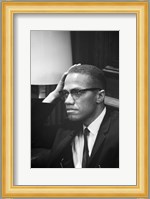 Malcolm X Waits at Martin Luther King Press Conference Fine Art Print