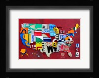 License Plate Map USA III Framed Print