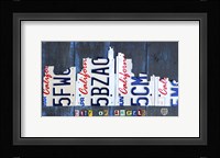 Los Angeles Skyline License Plate Art Framed Print