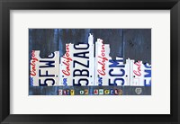Los Angeles Skyline License Plate Art Framed Print