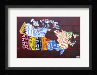 Canada License Plate Map Framed Print