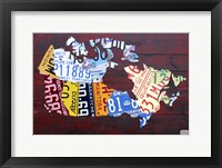 Canada License Plate Map Framed Print