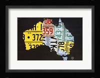 Australia License Plate Map Framed Print