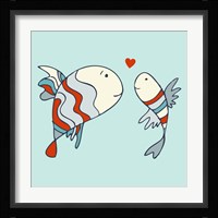 Two Little Love Fish Framed Print