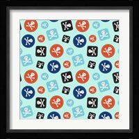 Pirate Badge Pattern Blue Fine Art Print