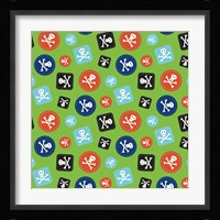 Pirate Badge Pattern Green Fine Art Print
