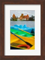 Colorful Boats and Island Castle by Lake Galve, Trakai, Lithuania Fine Art Print
