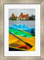 Colorful Boats and Island Castle by Lake Galve, Trakai, Lithuania Fine Art Print