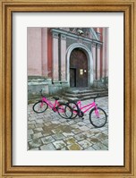 Bicycles Outside a Traditional House, Vilnius, Lithuania Fine Art Print