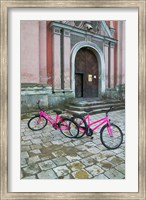 Bicycles Outside a Traditional House, Vilnius, Lithuania Fine Art Print