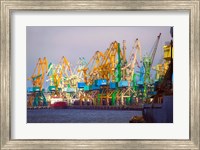 Industry cranes in harbor, Klaipeda, Lithuania Fine Art Print