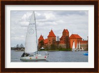 Sailboat with Island Castle by Lake Galve, Trakai, Lithuania Fine Art Print