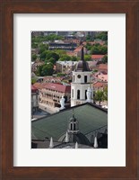 Royal Palace and Vilnius Cathedral, Gediminas Hill elevated view of Old Town, Vilnius, Lithuania Fine Art Print