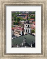 Royal Palace and Vilnius Cathedral, Gediminas Hill elevated view of Old Town, Vilnius, Lithuania Fine Art Print