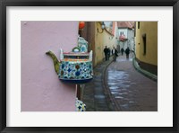 Wall Decorated with Teapot and Cobbled Street in the Old Town, Vilnius, Lithuania II Fine Art Print