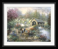 Merriment At Covered Bridge Fine Art Print