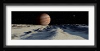 Jupiter's large moon, Europa, is covered by a thick Crust of ice Fine Art Print