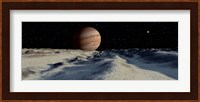 Jupiter's large moon, Europa, is covered by a thick Crust of ice Fine Art Print