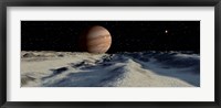 Jupiter's large moon, Europa, is covered by a thick Crust of ice Fine Art Print