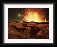 Future astronauts observe an eruption on Io, Jupiter's super-volcanic Moon Fine Art Print
