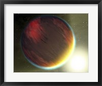 A cloudy Jupiter-like planet that orbits very close to its fiery hot star Fine Art Print
