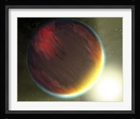 A cloudy Jupiter-like planet that orbits very close to its fiery hot star Fine Art Print