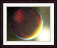 A cloudy Jupiter-like planet that orbits very close to its fiery hot star Fine Art Print